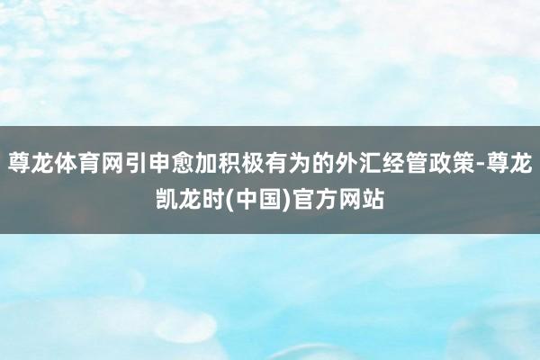 尊龙体育网引申愈加积极有为的外汇经管政策-尊龙凯龙时(中国)官方网站