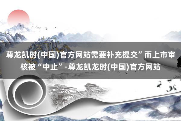 尊龙凯时(中国)官方网站需要补充提交”而上市审核被“中止”-尊龙凯龙时(中国)官方网站