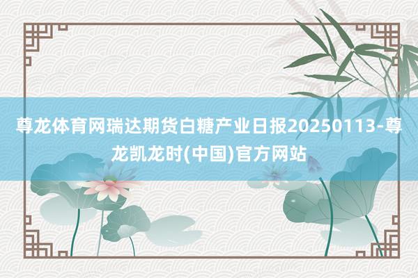 尊龙体育网瑞达期货白糖产业日报20250113-尊龙凯龙时(中国)官方网站