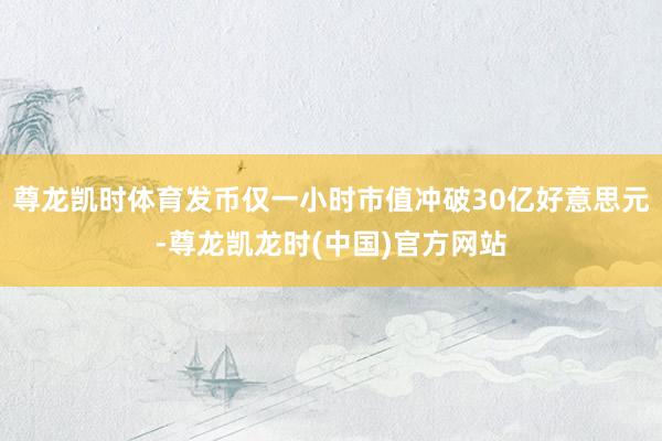 尊龙凯时体育发币仅一小时市值冲破30亿好意思元-尊龙凯龙时(中国)官方网站