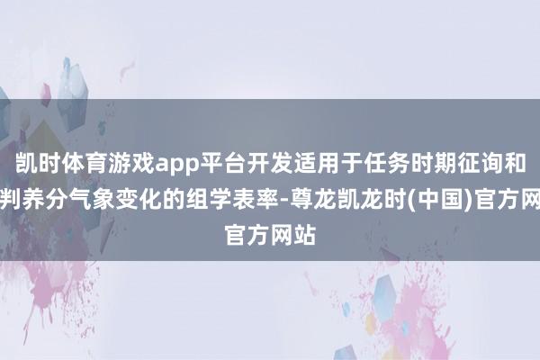 凯时体育游戏app平台开发适用于任务时期征询和评判养分气象变化的组学表率-尊龙凯龙时(中国)官方网站