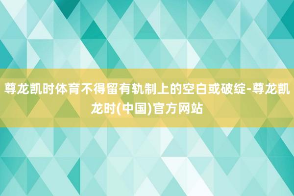 尊龙凯时体育不得留有轨制上的空白或破绽-尊龙凯龙时(中国)官方网站