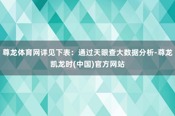 尊龙体育网详见下表：通过天眼查大数据分析-尊龙凯龙时(中国)官方网站
