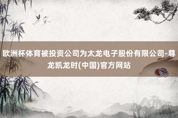 欧洲杯体育被投资公司为太龙电子股份有限公司-尊龙凯龙时(中国)官方网站