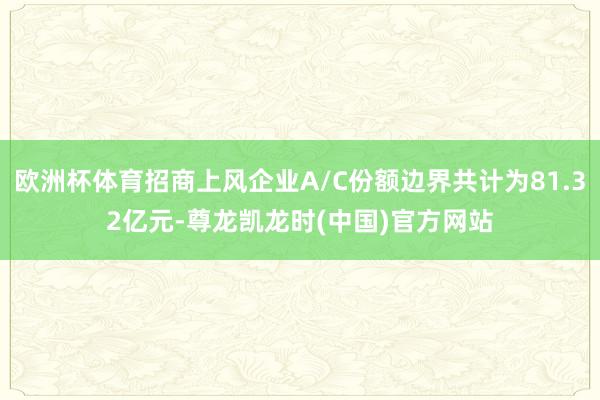 欧洲杯体育招商上风企业A/C份额边界共计为81.32亿元-尊龙凯龙时(中国)官方网站