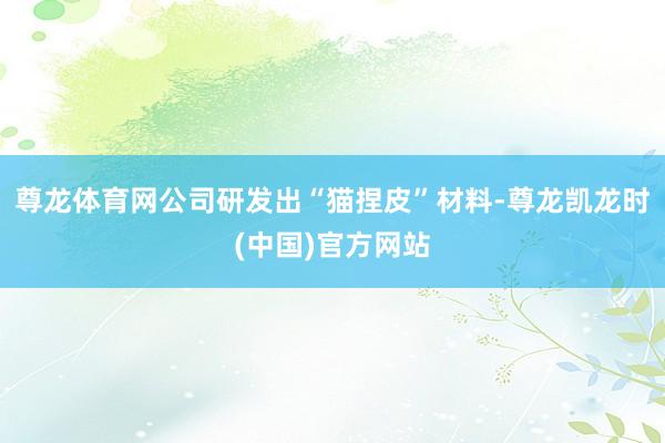 尊龙体育网公司研发出“猫捏皮”材料-尊龙凯龙时(中国)官方网站