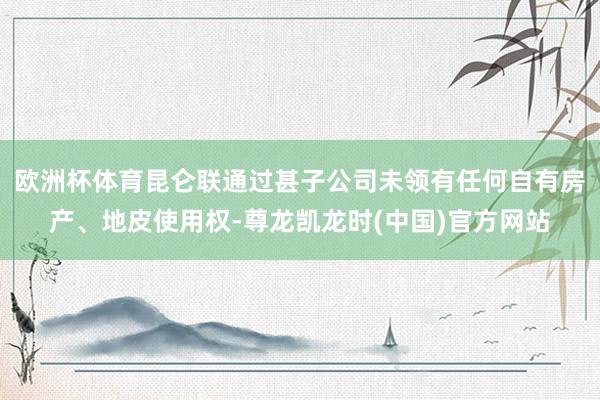 欧洲杯体育昆仑联通过甚子公司未领有任何自有房产、地皮使用权-尊龙凯龙时(中国)官方网站