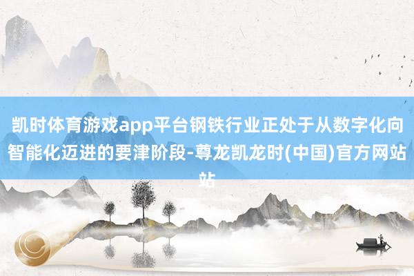 凯时体育游戏app平台钢铁行业正处于从数字化向智能化迈进的要津阶段-尊龙凯龙时(中国)官方网站
