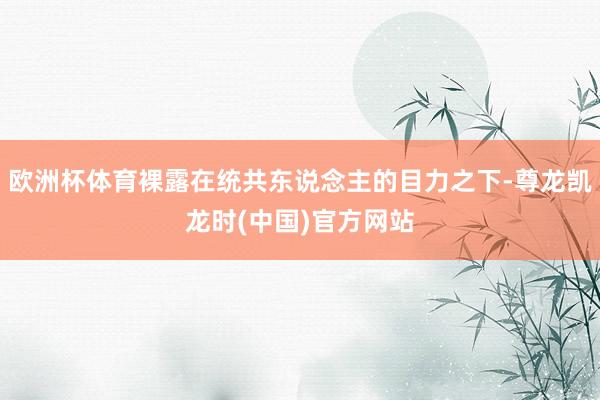欧洲杯体育裸露在统共东说念主的目力之下-尊龙凯龙时(中国)官方网站