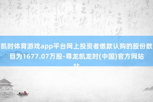 凯时体育游戏app平台网上投资者缴款认购的股份数目为1677.07万股-尊龙凯龙时(中国)官方网站