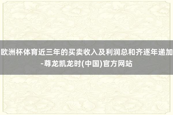 欧洲杯体育近三年的买卖收入及利润总和齐逐年递加-尊龙凯龙时(中国)官方网站